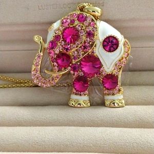 Swarovski Elements Elephant Enamel Gold Tone Pendant w/chain 24" by Off Park Co.